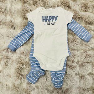Child of Mine 3 pc outfit Happy Little Guy - 0-3 months - French Bulldog